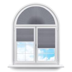 Плиссе арочные (шторы, жалюзи) силкшейд алю св серый